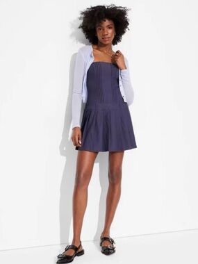 Wild Fable Drop Waist Pleated Mini Tennis Dress Navy Size Large | NWT